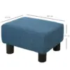 Best Linen Fabric Footstool Ottoman Cube with 4 Plastic Legs, Blue - Image 3