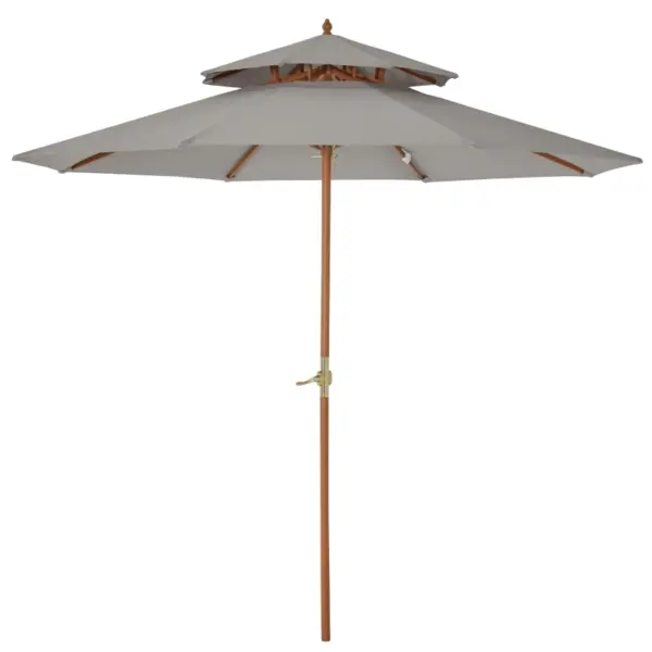 Best 2.7m Elegant Wooden Frame Parasol Umbrella - Grey