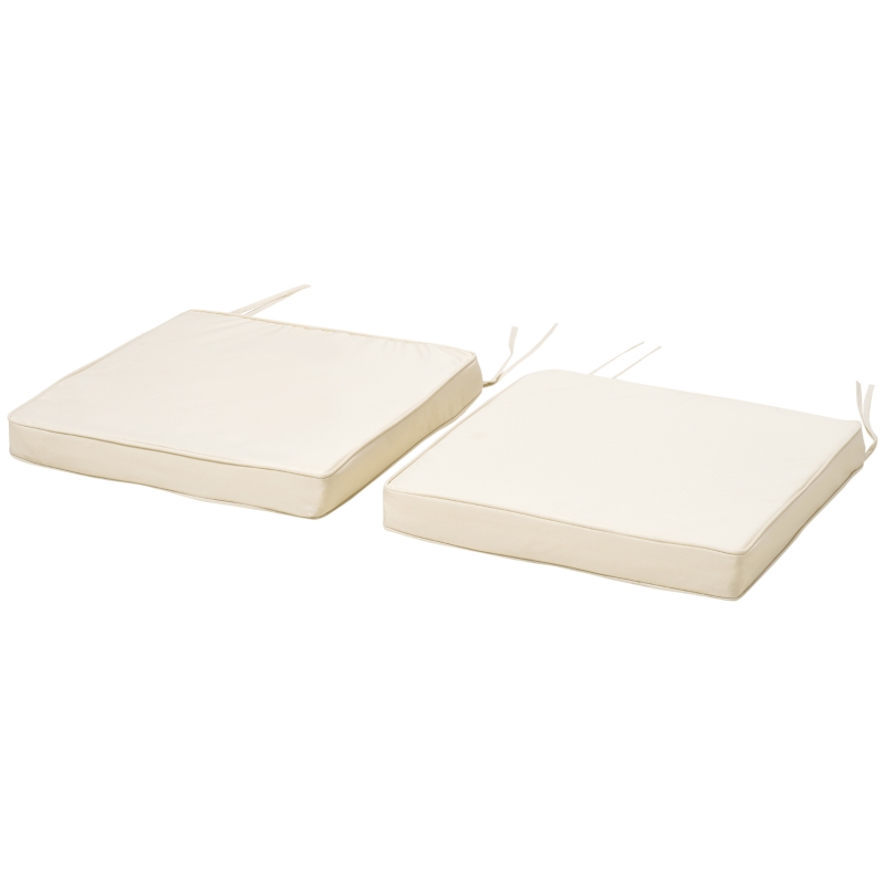 Best Set of 2 Garden Chair Cushions with Ties, 45 x 45 cm Replacement Cushions for Outdoor Furniture, Cream White - Image 11