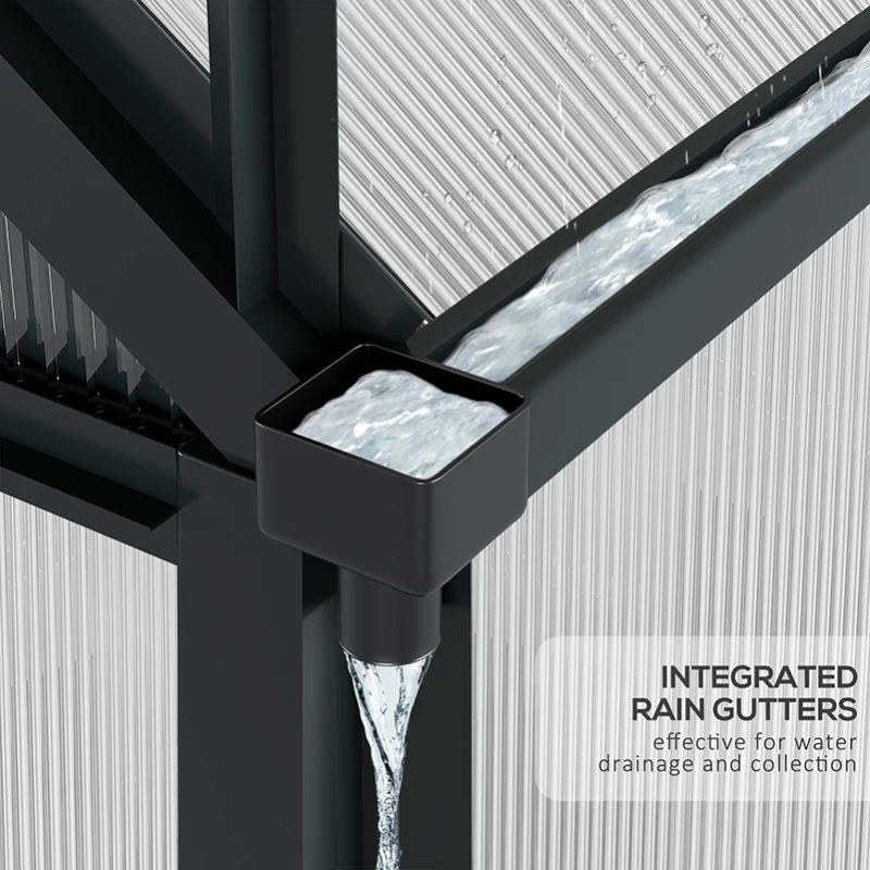 Best 6 x 6ft Polycarbonate Greenhouse, Large Walk-In Green House with Slide Door and Window, Garden Plants Grow House with Aluminium Frame and Foundation, Grey - Image 7