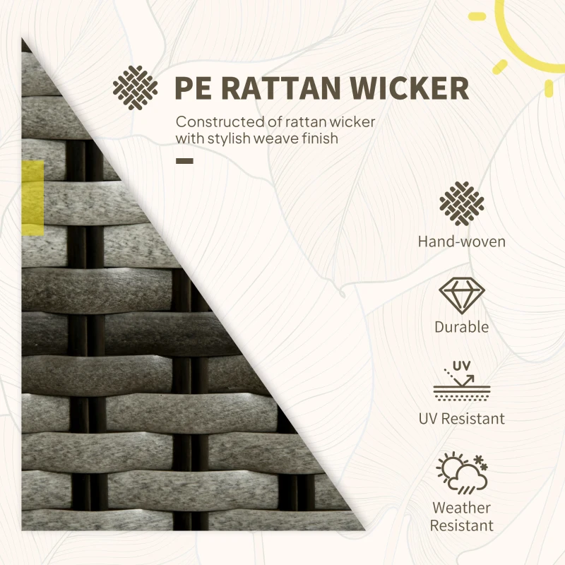 Best 3 Pieces Rattan Bistro Set, Wicker Garden Bistro Set, Glass Top Balcony Table and Chairs with Cushions for Outdoor, Patio, Balcony, Grey - Image 4