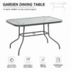 Best Garden Dining Table Glass Top Metal Frame with Parasol Hole Outdoor Balcony Grey 120L x 80Wcm - Image 7