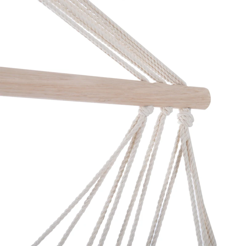 Best Hanging Rope Chair with Soft Padded Seat & Backrest, Portable Garden Hammoc Chair with Wooden Support Bar, Armrests, Cotton Cloth, Footrest, for Patio & Tree, Red - Image 8