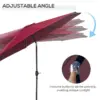 Best 3(m) Tilting Parasol Garden Umbrellas, Outdoor Sun Shade with 8 Ribs, Tilt and Crank Handle for Balcony, Bench, Garden, Wine Red - Image 4