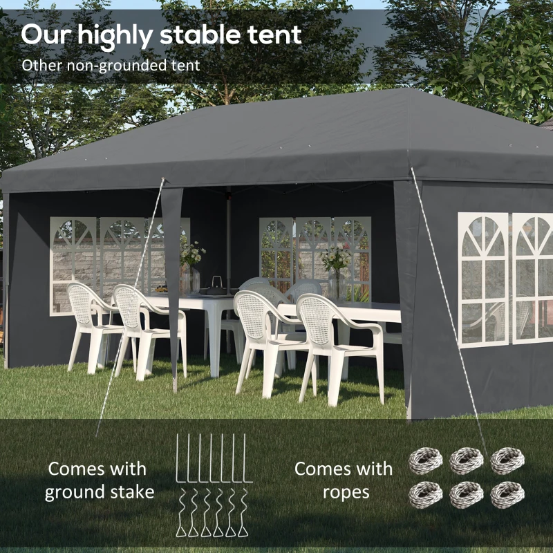 Best 3 x 6m Pop-Up Gazebo, with Removable Walls - Grey - Image 5