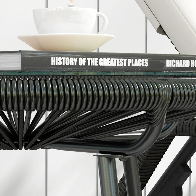 Best Rattan Side Table, Round Outdoor Coffee Table, with Round PE Rattan and Tempered Glass Tabletop for Patio, Garden, Balcony, Black - Image 7