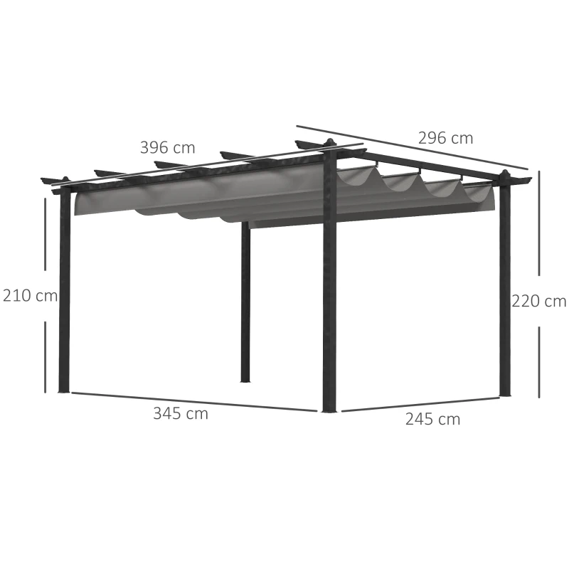 Best 4 x 3(m) Aluminium Pergola with Retractable Roof, Garden Gazebo Canopy Shelter for Outdoor, Patio, Grey - Image 3