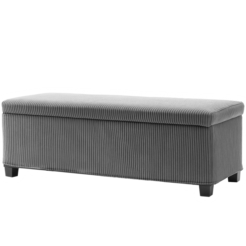 Best Storage Ottoman Bench, Corduroy Footstool with Removable Lid and Legs, 112cm Storage Chest Box for Living Room, Bedroom, Hallway, Grey - Image 11