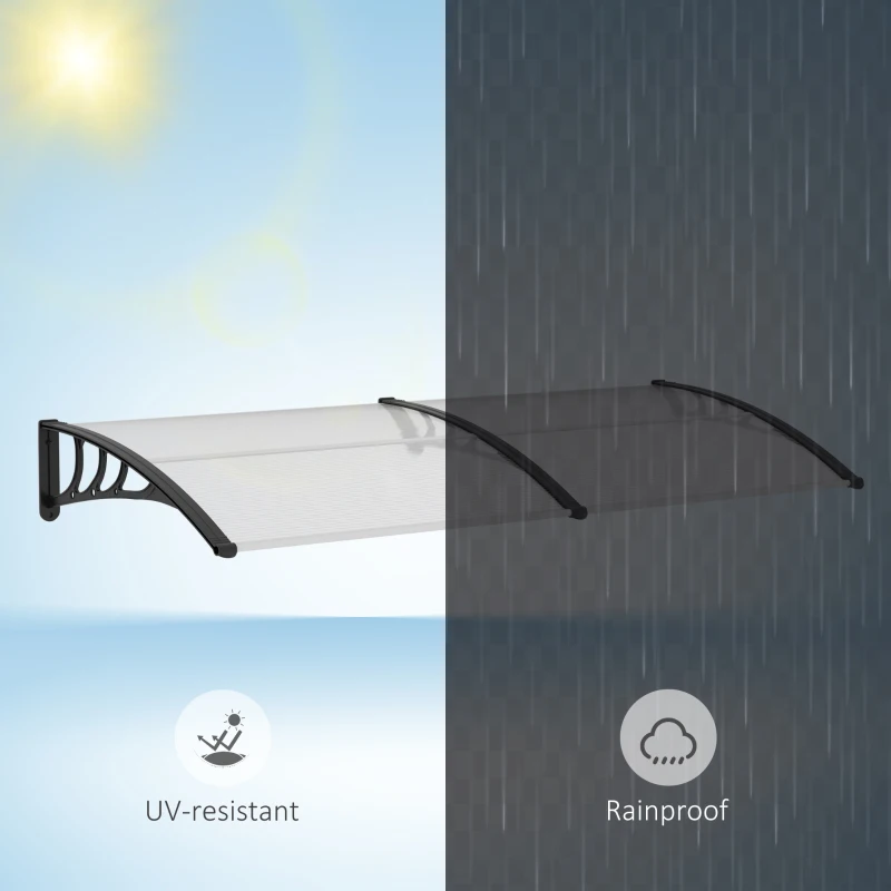Best 75 x 195 cm Curved Door Window Awning Canopy, Polycarbonate Cover Front Door Outdoor Patio, UV Rain Snow Protection Shelter, Clear - Image 7