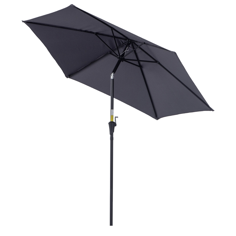 Best 2.6M Garden Parasol Umbrella with Tilt and Crank, Outdoor Sun Parasol Sunshade Shelter with Aluminium Frame, Grey - Image 13