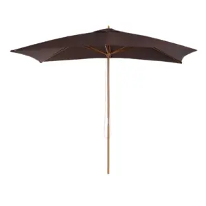 Best 2 x 3m Wooden Garden Parasol Umbrella Outdoor Sun Shade Canopy, Dark Coffee