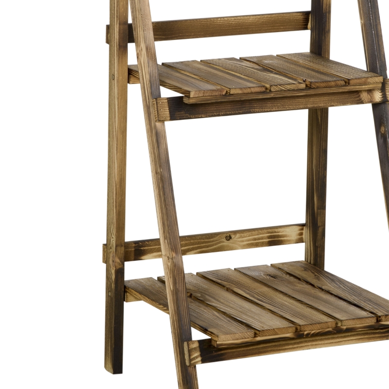 Best Wooden Folding Flower Pot Stand 3 Tier Garden Planter Display Ladder Gardener Storage Shelves Rack Herb Holder (40L x 37W x 93H cm) - Image 10