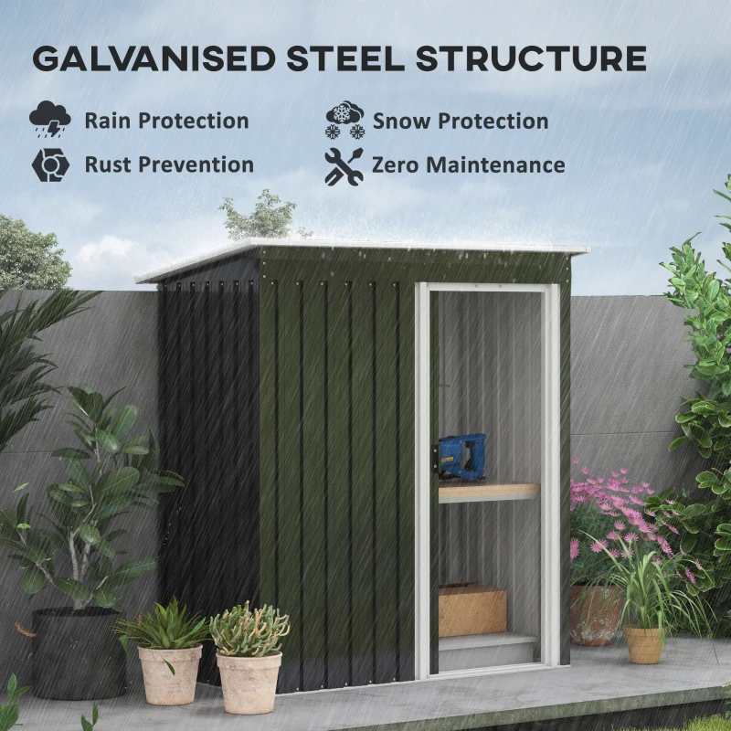 Best 5 x 3ft Garden Storage Shed with Sliding Door and Sloped Roof Outdoor Equipment Tool, Black - Image 4