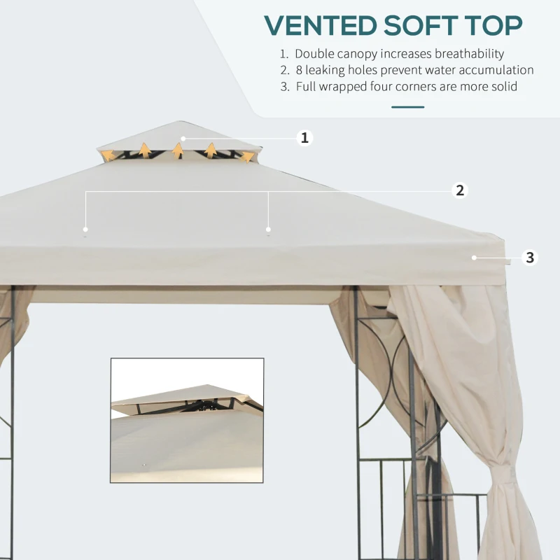 Best 3 x 3 m Garden Gazebo Double Roof Marquee Patio Wedding Party Tent Canopy Shelter with Sidewalls, (Beige) - Image 4