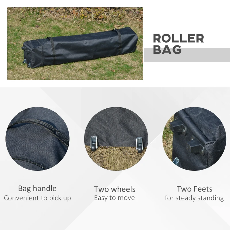 Best 4 x 4m Pop-up Gazebo Double Roof Canopy Tent with UV Proof, Roller Bag & Adjustable Legs Outdoor Party, Steel Frame, Dark Grey - Image 8