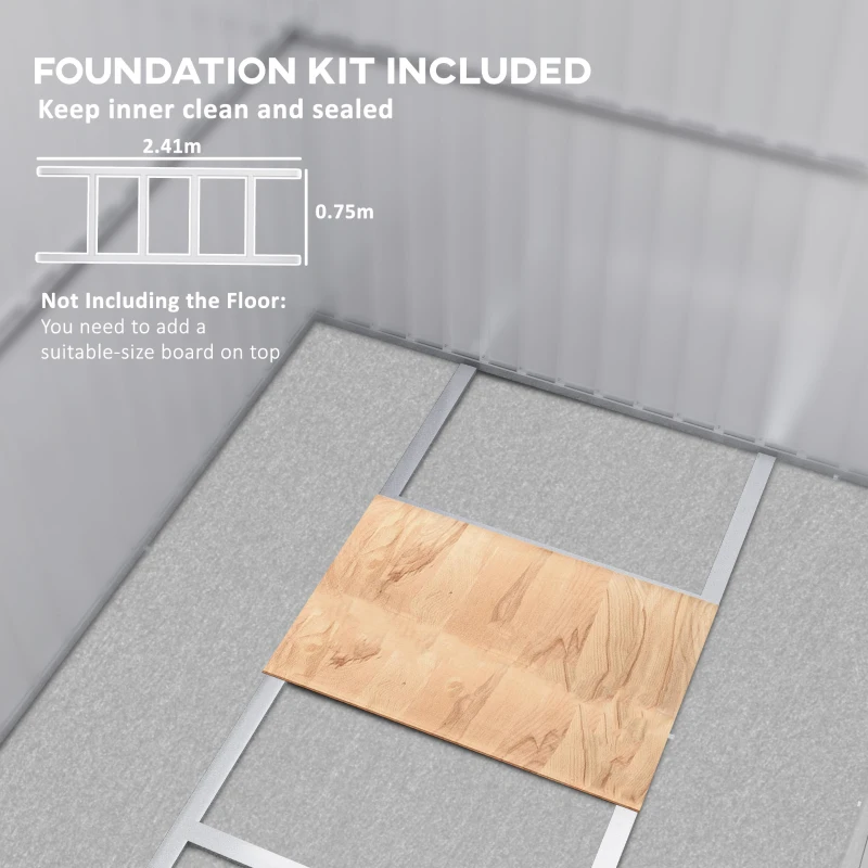 Best 8.5 x 6ft Storage Shed Galvanised Steel Garden Shed, Metal Shed with Foundation Kit, Window, Lockable Wide Doors and Air Vents for Outdoor Patio, Dark Grey - Image 4