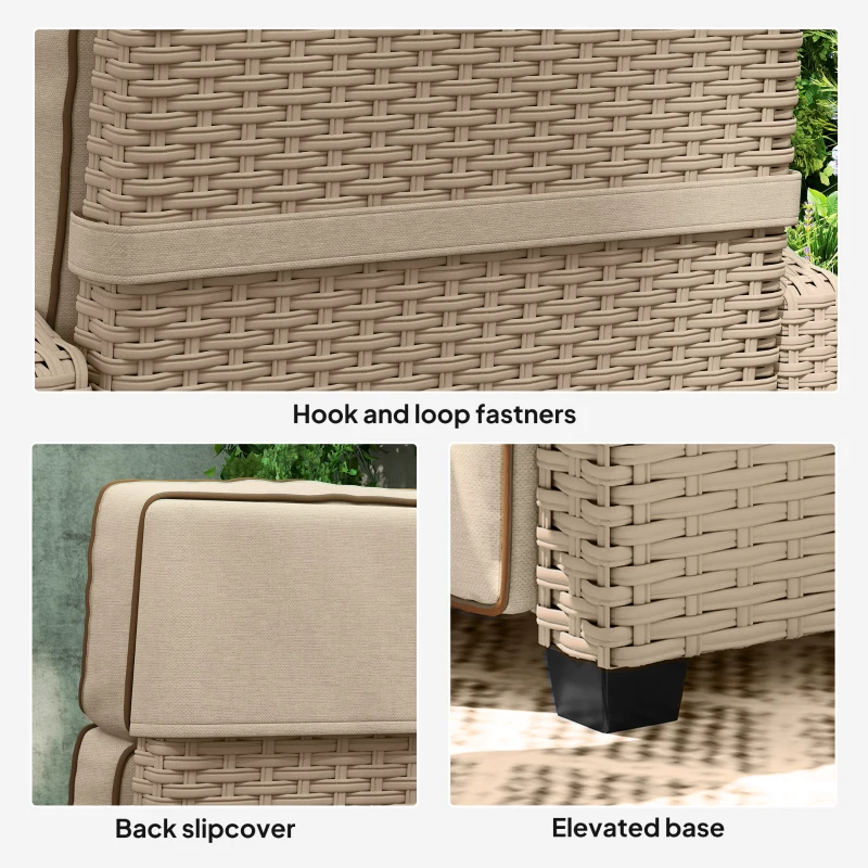 Best 145° Reclining Rattan Armchair, with Footrest - Khaki/Beige - Image 8