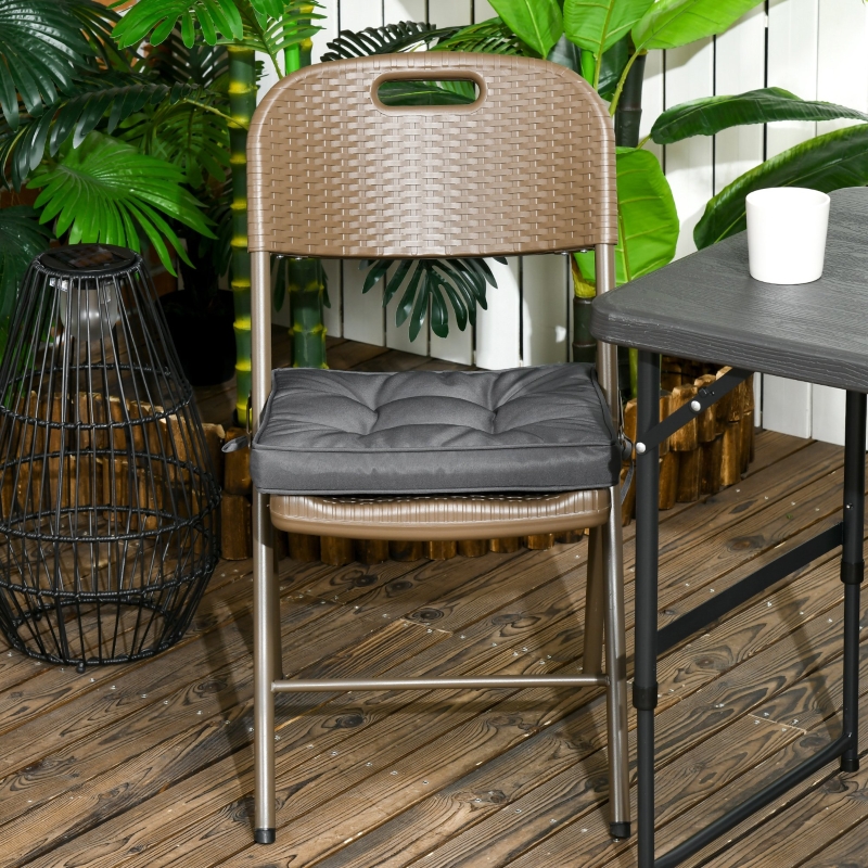 Best Set of 4 Garden Seat Cushion with Ties, 42 x 42cm Replacement Dining Chair Seat Pad, Grey - Image 10