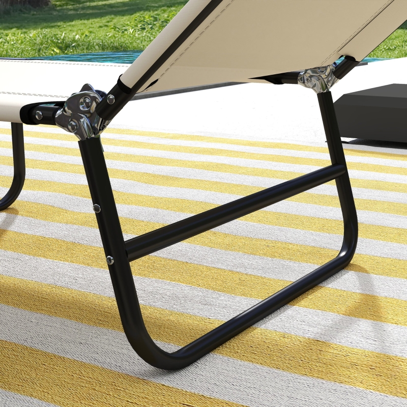 Best Garden Sun Lounger, with Five-Position Back - Cream White - Image 9