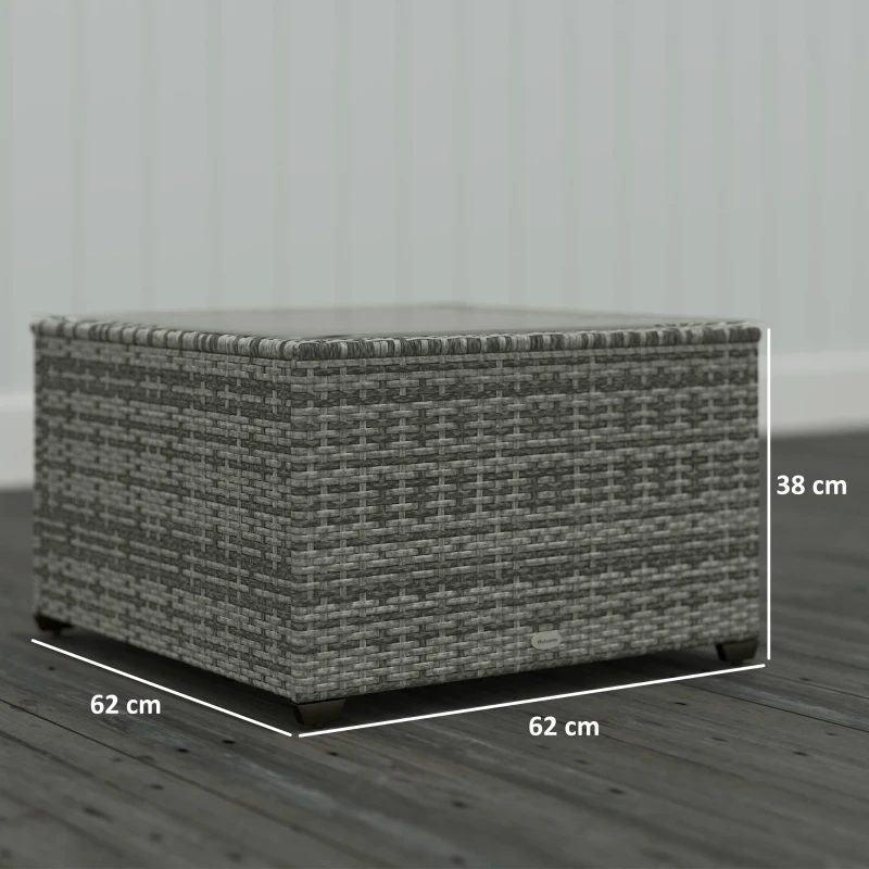 Best 62 x 62cm Glass-Top Rattan Side Table - Light Grey - Image 3
