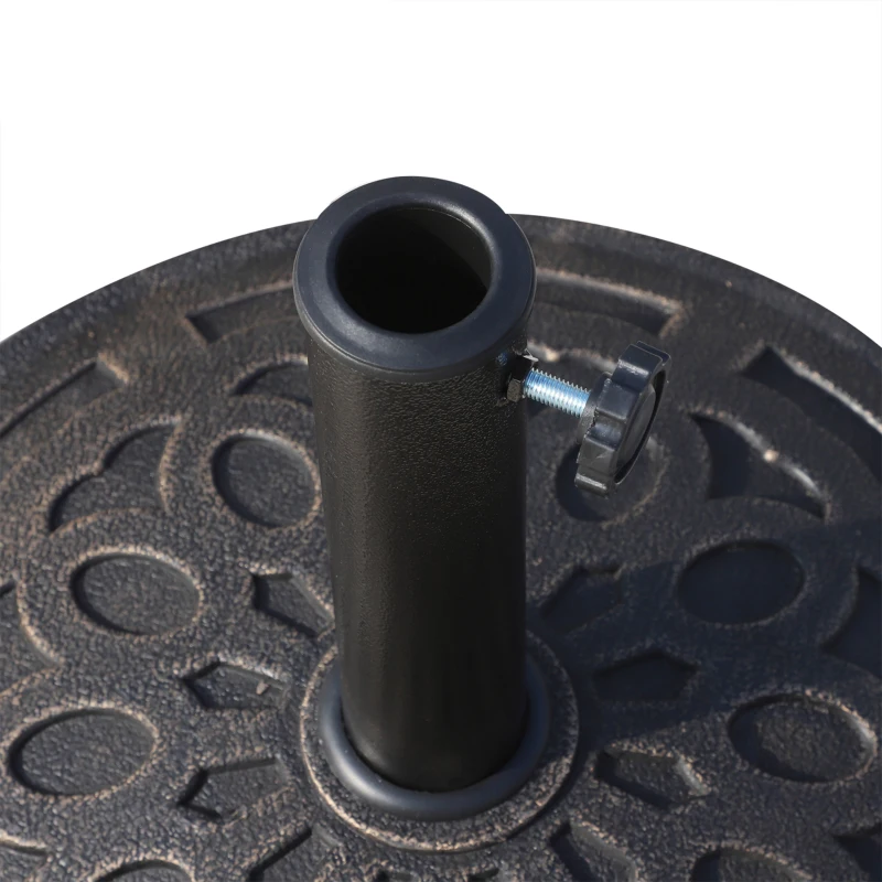 Best 14kg Round Garden Parasol Base Holder Decorative Resin Market Umbrella Stand with Adjustable Coupler, Bronze - Image 7