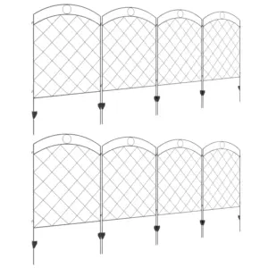 Best Decorative Garden Fencing, 43in x 11.4ft Outdoor Picket Fence Panels, 8PCs Rustproof Steel Wire Landscape Flower Bed Border Edging Animal Barrier, Black