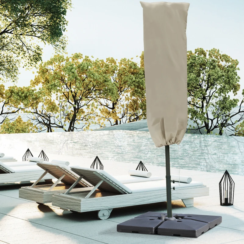 Best Outdoor Cantilever Umbrella Cover with Rod, Zipper, Khaki - Image 2