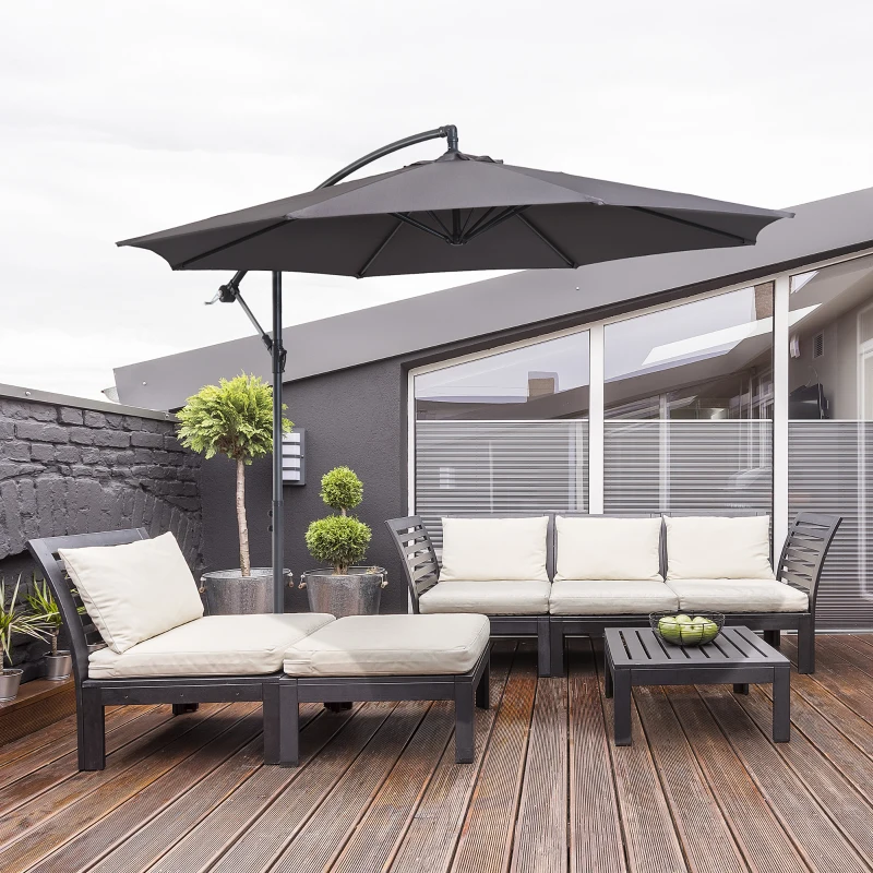 Best Cantilever Umbrella Parasol Hanging Banana Steel Dark Grey 3M Patio - Image 2