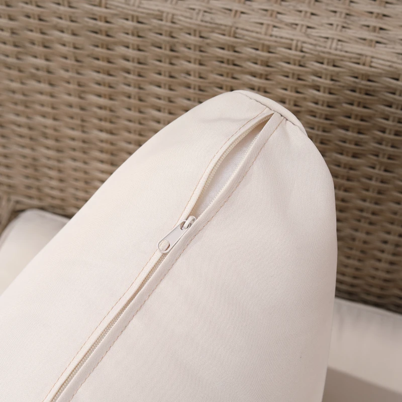 Best 4 Pieces Rattan Garden Furniture Set, Garden Corner Sofa with Side Trays, Wicker Conservatory Furniture Set with Loveseats, Slatted Plastic Top Coffee Table and Cushions, Beige - Image 8