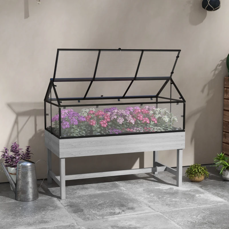 Best 60 x 120cm Raised Garden Bed with Wooden Base - Grey - Image 2