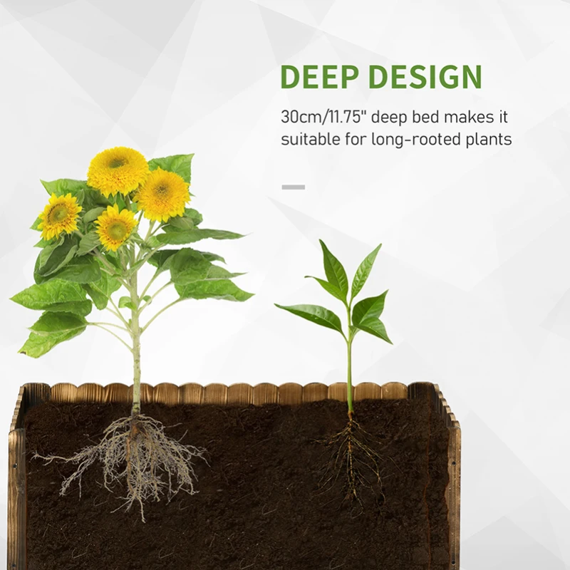 Best 70L Raised Garden Bed, Wooden Rectangle Planter Box, Outdoor Herb Vegetable Flower Pot (80L x 33W x 30H cm) - Image 6