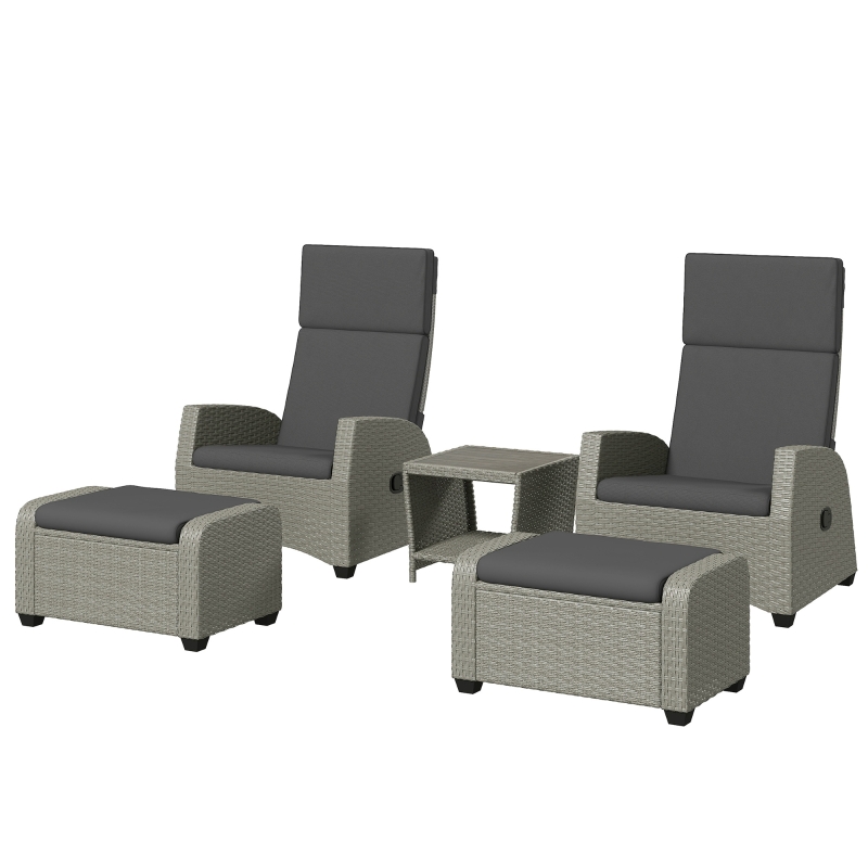 Best 5-Piece Rattan Garden Furniture Set with Cushions - Charcoal Grey - Image 10
