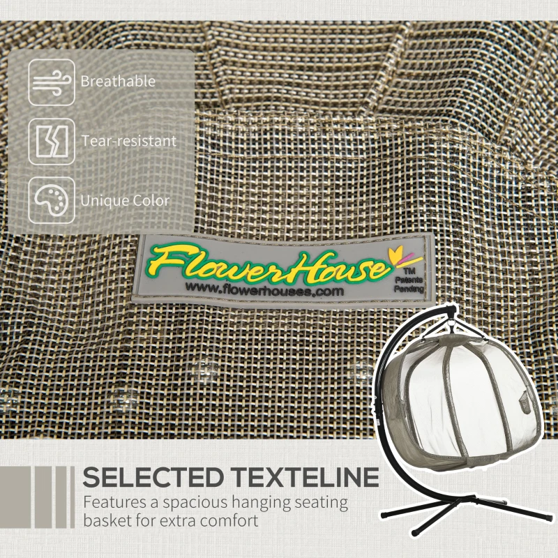 Best Double Hanging Egg Chair 2 Seaters Texteline Swing Hammock Chair with Stand, Cushion and Folding Design, for Indoor and Outdoor, Brown - Image 4