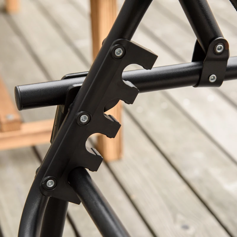 Best Foldable Sun Lounger, Outdoor 4 Level Adjustable Backrest Reclining Chaise Chair, Steel Frame Recliner Chair for Camping, Hiking, Black - Image 7