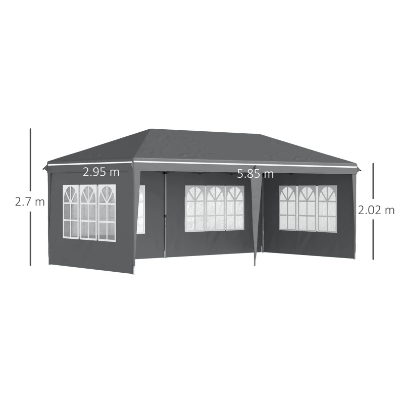 Best 3 x 6m Pop-Up Gazebo, with Removable Walls - Grey - Image 3