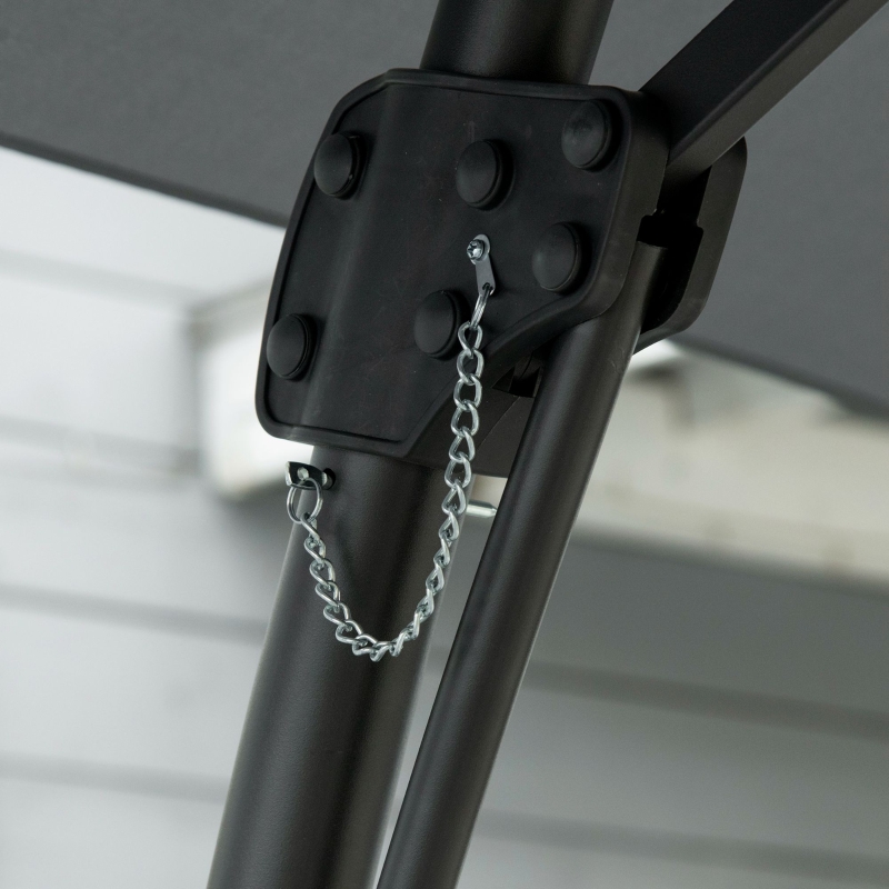 Best 3m Cantilever Parasol with Easy Lever, Patio Umbrella with Crank Handle, Cross Base and 6 Metal Ribs, Outdoor Sun Shades for Garden, Grey - Image 9