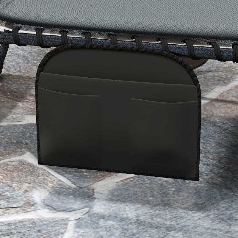 Best Folding Sun Loungers Set of 2, Recliner Garden Chairs with Quick Drying Pad Headrest Side Pocket, Garden Sun Loungers for Beach Pool, Charcoal Grey - Image 9