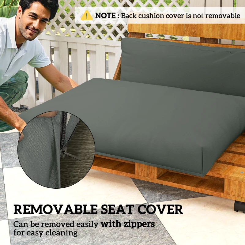 Best 2 Seater Pallet Furniture Cushions Pallet Cushions, UPF20+ 220gsm Fabric, 20 cm Thick Outdoor Seat Pads, Charcoal Grey - Image 6