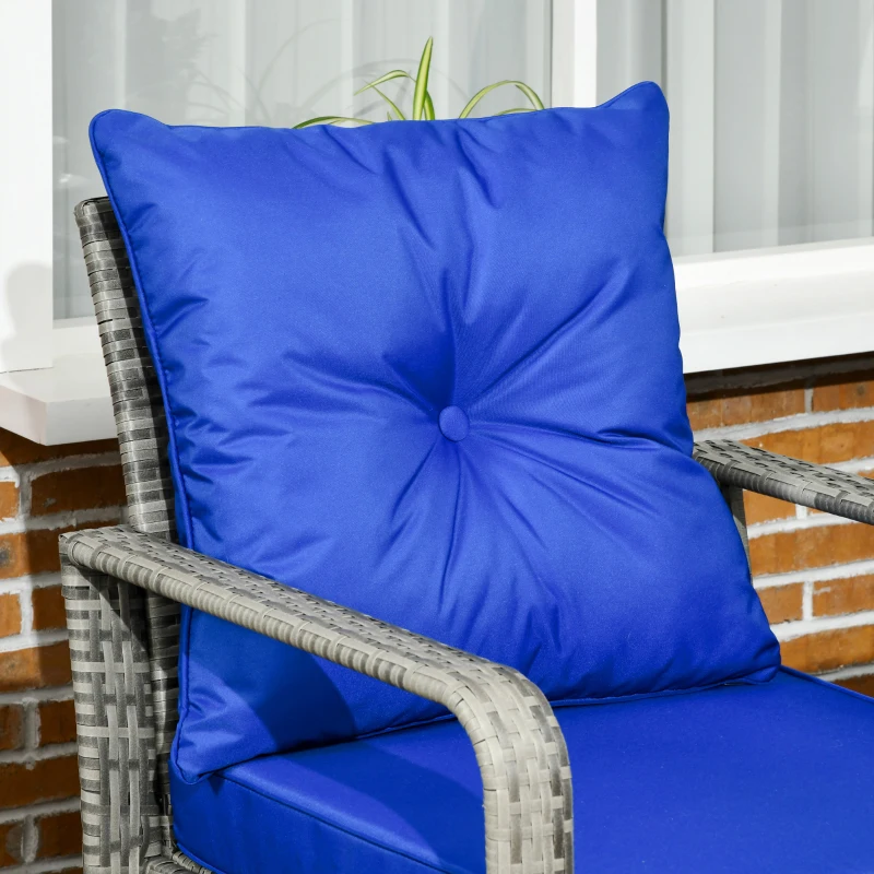 Best 3 Pieces Rattan Bistro Set, Wicker Garden Furniture Set with Storage Coffee Table and Chairs, Thickened Cushions for Outdoor, Patio, Balcony, Blue - Image 8