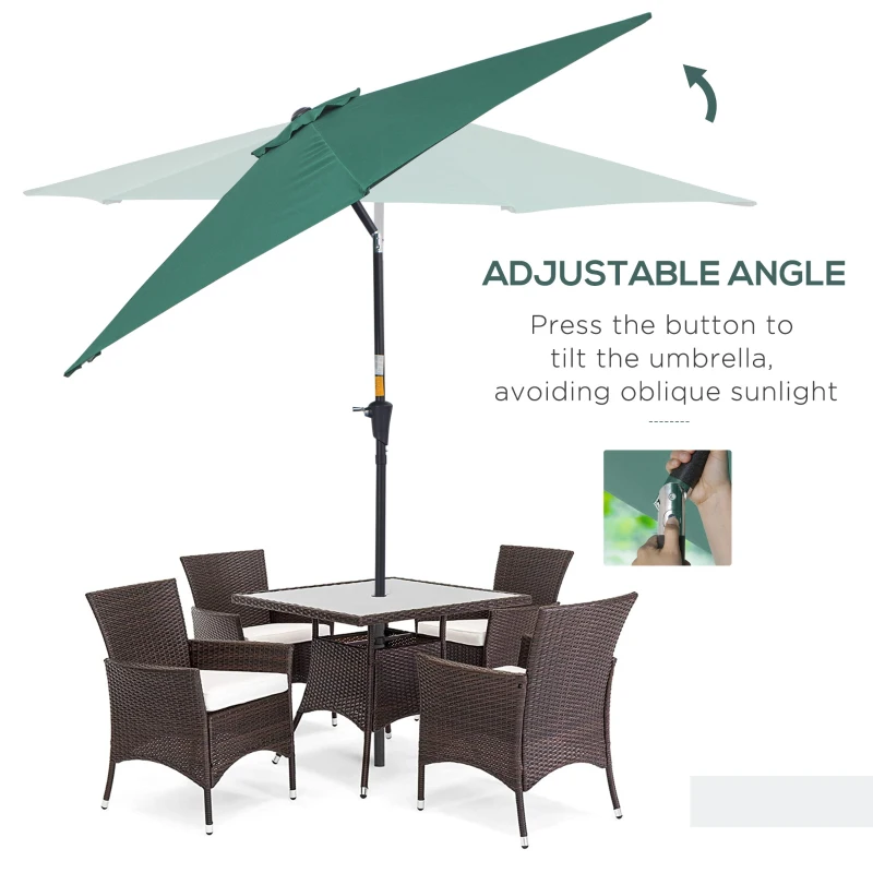 Best 2.6M Garden Parasol Umbrella with Tilt and Crank, Outdoor Sun Parasol Sunshade Shelter with Aluminium Frame, Green - Image 5