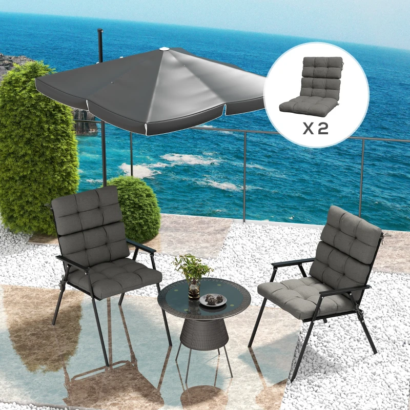 Best 2-Piece Seat Cushion Replacement with Backrest, Garden Patio Chair Cushions Set with Ties, Charcoal Grey - Image 2