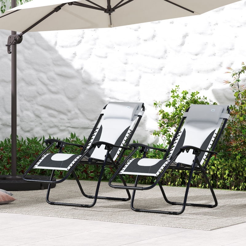 Best Zero Gravity Lounger Chair Set of 2, Folding Reclining Patio Chair with Padded Seat, Cup Holder, Soft Cushion and Headrest for Poolside, Camping, Grey - Image 10