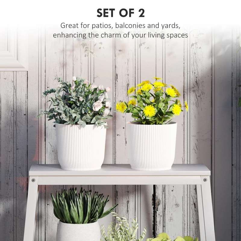 Best Set of Two Ф22cm Planters - White - Image 4
