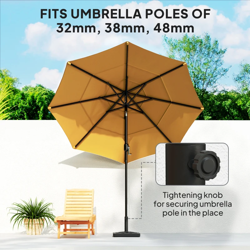 Best Garden Parasol Base, 15kg HDPE Outdoor Umbrella Stand Parasol Stand with Cut-Out Design, Sun Umbrella Base for 32, 38, 48 mm Poles, Black - Image 4