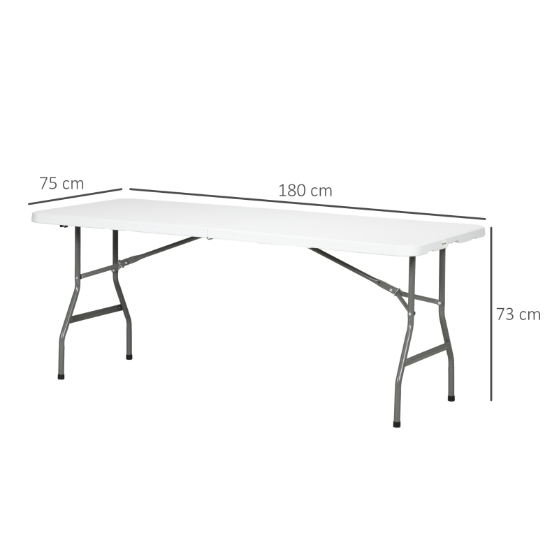 Best 180 x 75cm Folding Garden Table, Outdoor HDPE Picnic Table for 6, Rectangular Patio Table with Metal Frame, White - Image 3