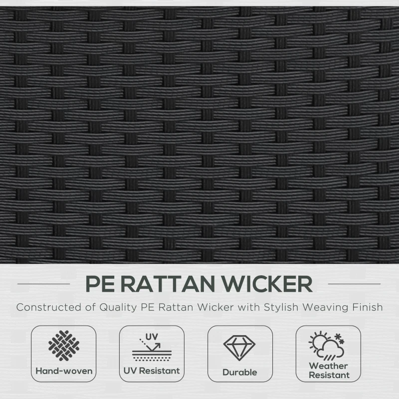 Best 4 Pieces PE Rattan Garden Daybed Set, Outdoor Wicker Cushioned Round Sofa Bed Conversation Furniture with Coffee Table & Canopy, Black - Image 4