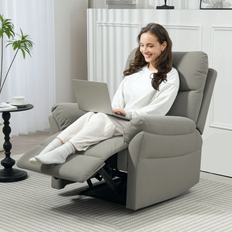 Best 140° Manual Reclining Armchair, with Footrest - Grey - Image 2
