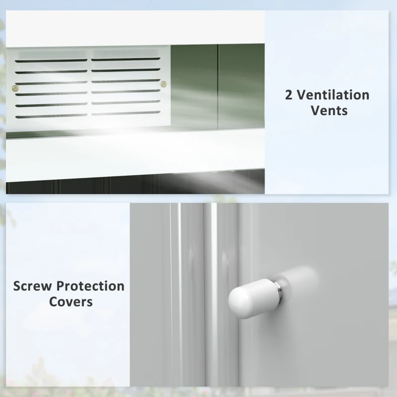 Best 9ft x 4ft Metal Garden Shed, Outdoor Tool House with Foundation Kit, Ventilations and Double Doors, Light Green - Image 7