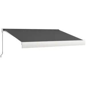 Best 4 x 3(m) Electric Retractable Awning with Remote Controller, Aluminium Frame Sun Canopies for Patio Door Window