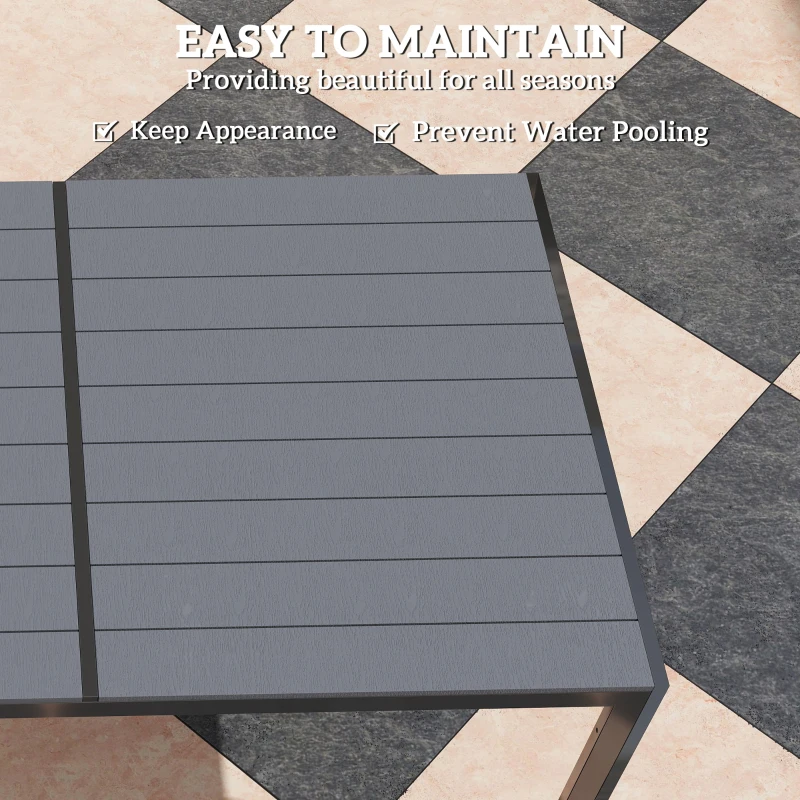 Best 7 Piece Garden Dining Set, Outdoor Furniture Set with 6 Stackable Chairs and 150 cm Rectangle Table, WPC Slatted Top, Rust-Resistant Steel Frame, for Garden, Porch, Terrace - Image 7